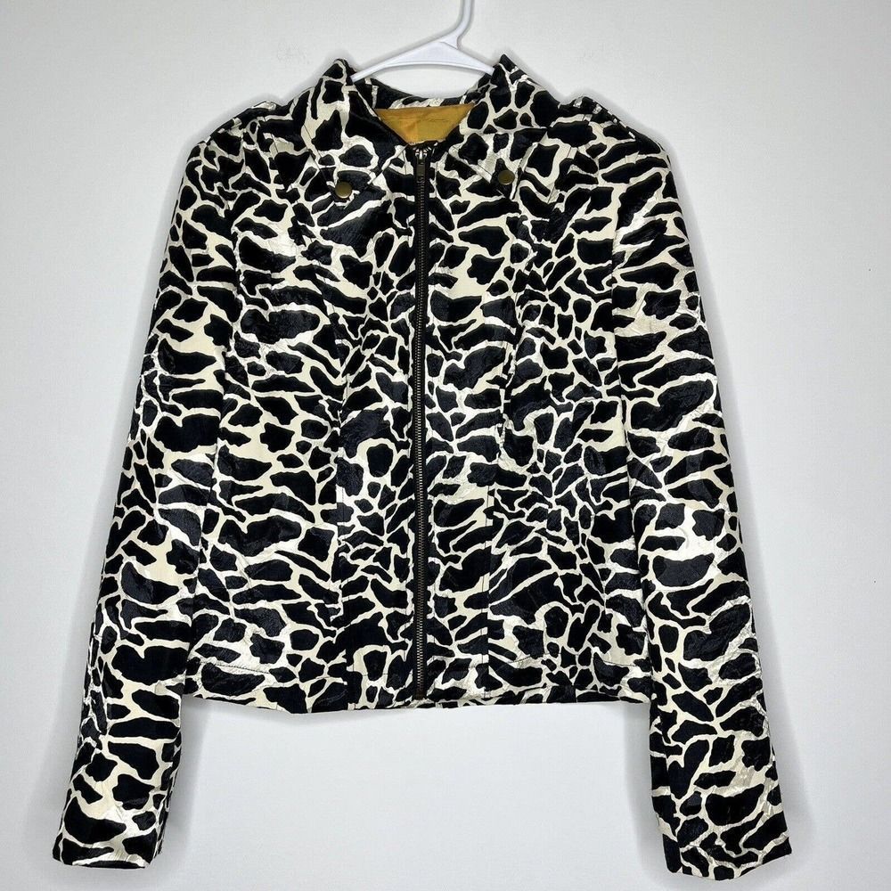 Peck & Peck Jacket Full‎ Zip Blazer Long Sleeve Animal Print Lined Size 8